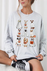 UL240P-E3106 Halloween Ghost Dog Graphic Plus Long Sleeve Tee $17