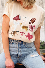 US3001-E3079 Texas Football Graphic Tee $12.5