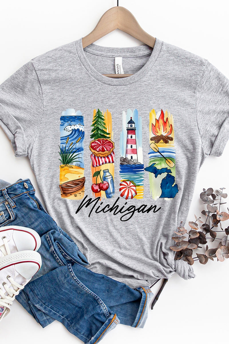 US3001P-E3061MI Michigan State Brushstroke Graphic Plus Tee $16