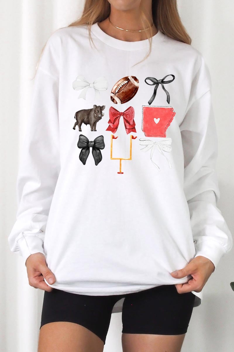 UL240-E3077 Arkansas Football Graphic Long Sleeve Tee $13.75