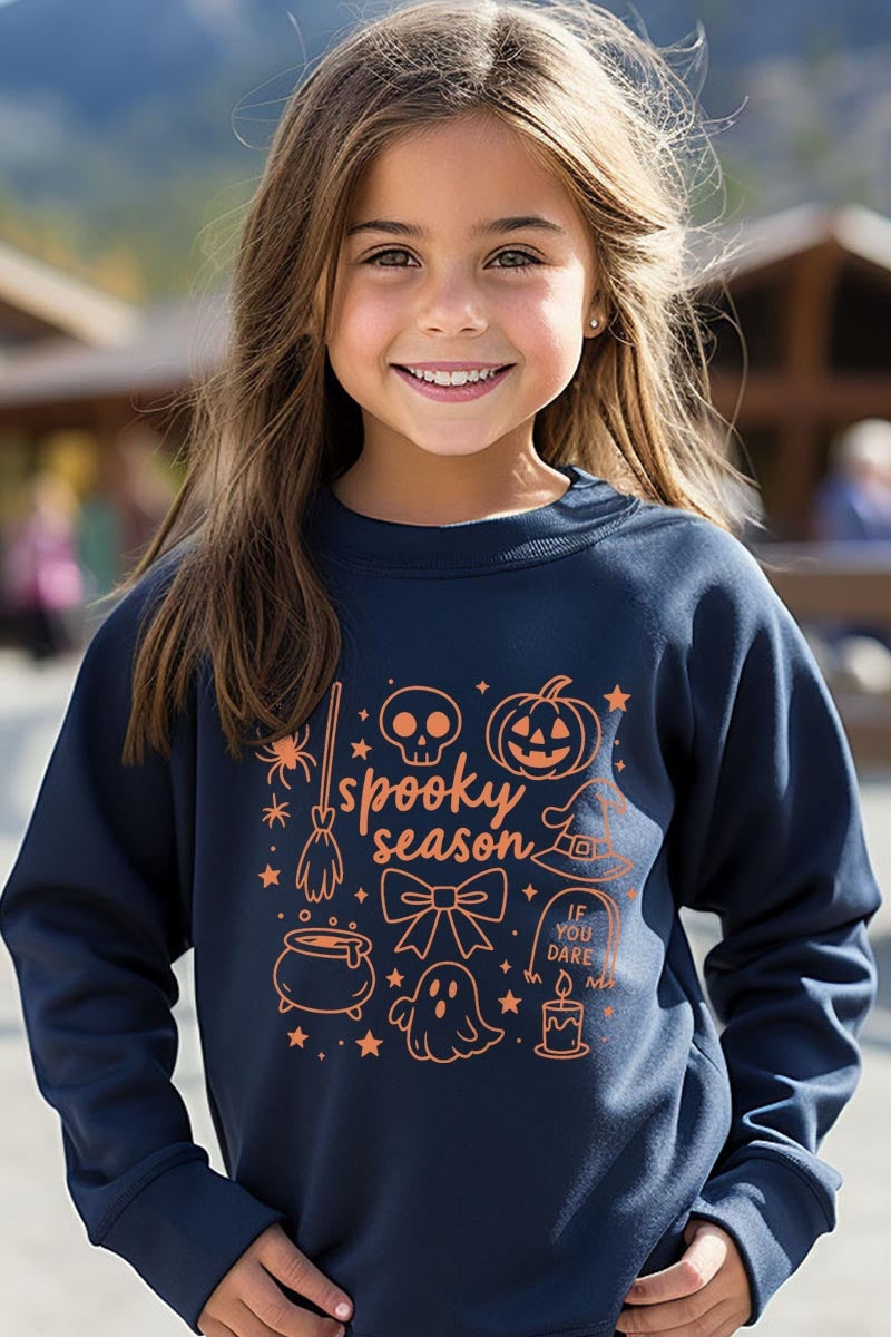 UL180B-E3141Z Halloween Doodle Kids Graphic Sweatshirt $20
