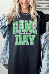 5000-E3128 Green Gingham Game Day Graphic Heavy Cotton Tee $9
