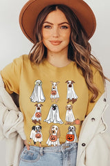 US3001-E3106 Halloween Ghost Dog Graphic Tee $12.5