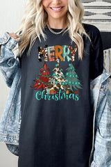 5000P-E3200 Merry Christmas Trees Graphic Plus Heavy Cotton Tee $12.75