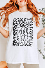 5000-E3177 Skeleton Hands Zebra Graphic Heavy Cotton Tee $9