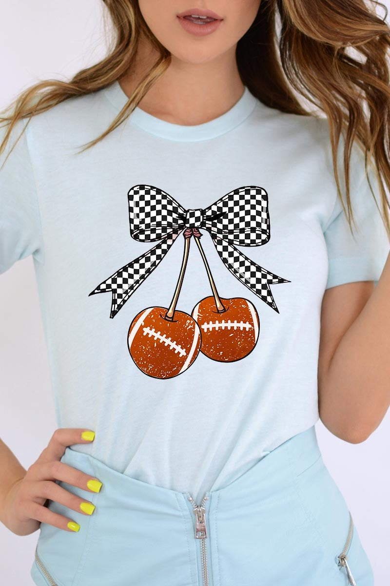 US3001-E3055 Football Cherries Graphic Tee $12.5