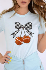 US3001-E3055 Football Cherries Graphic Tee $12.5