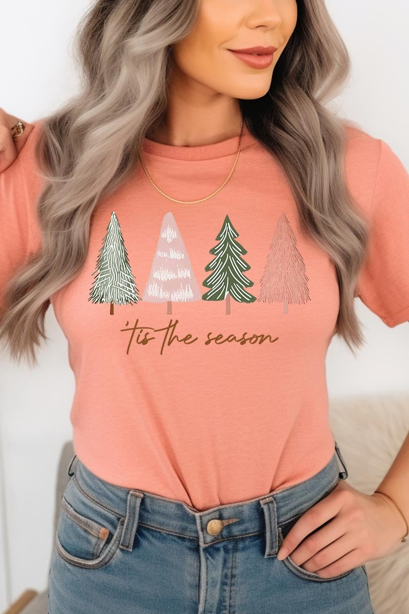 US3001P-E3218 Rustic Christmas Trees Graphic Plus Tee $16