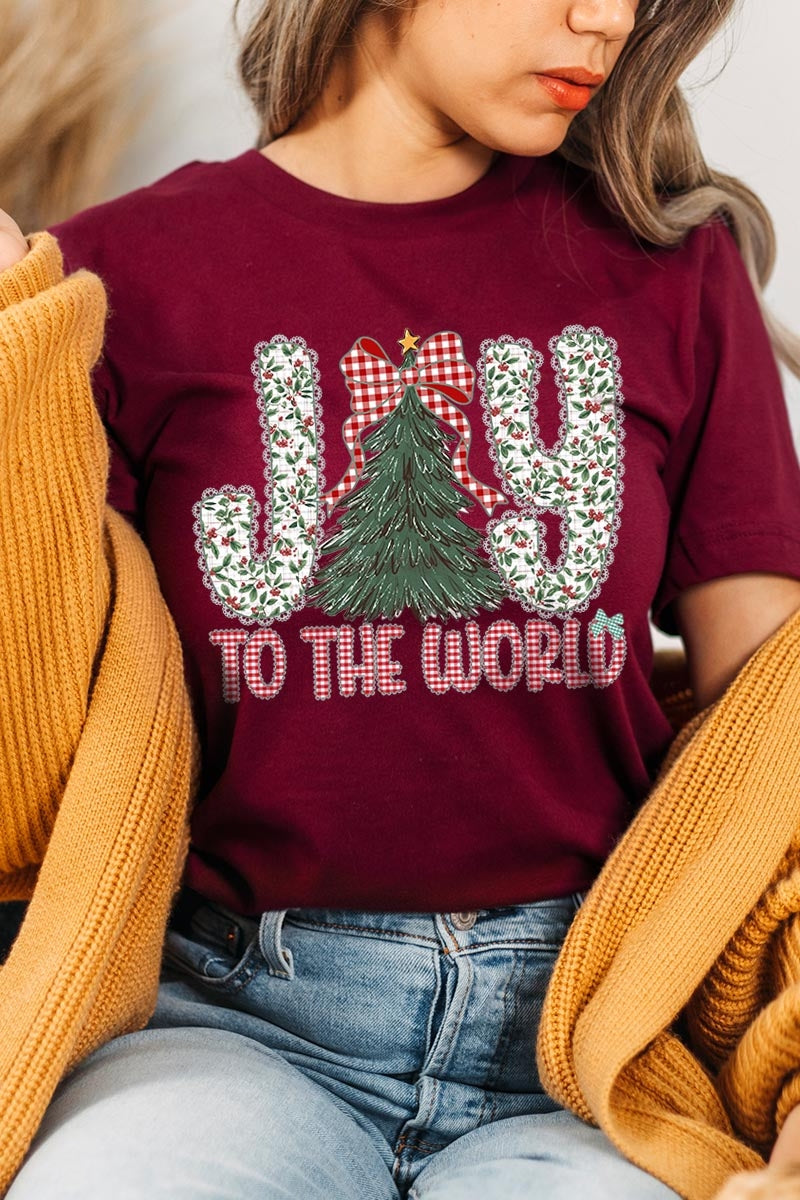 US3001P-E3213 Joy to the World Graphic Plus Tee $16