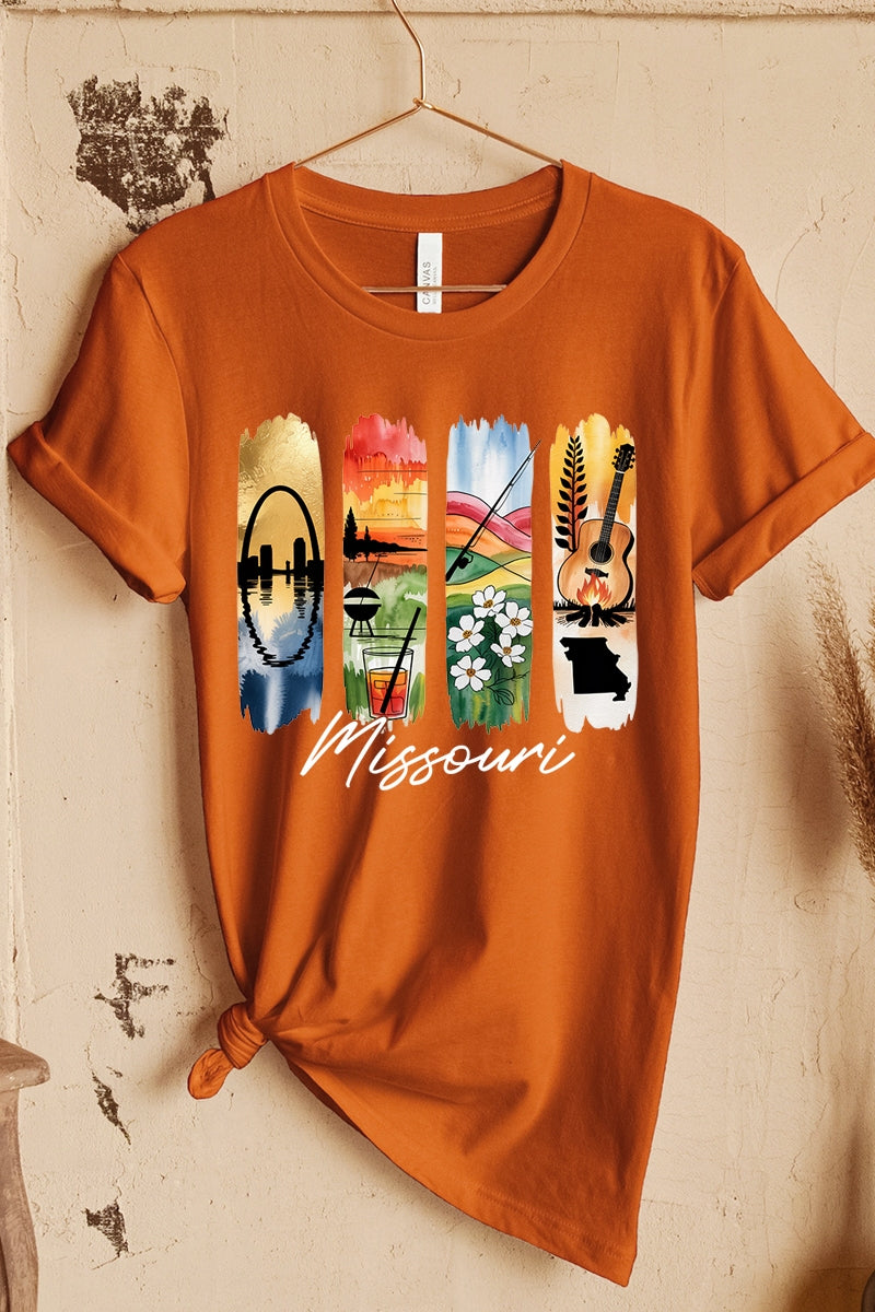 US3001-E3061MO Missouri State Brushstroke Graphic Tee $12.5