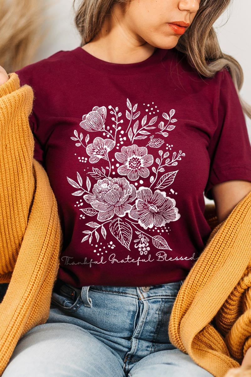 US3001-E3155 Neutral Thanksgiving Graphic Tee $12.5