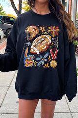 UL180P-E3072 Retro Floral Football Graphic Plus Sweatshirt $25
