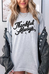 US3001-E3168 Thankful Always Graphic Tee $12.5
