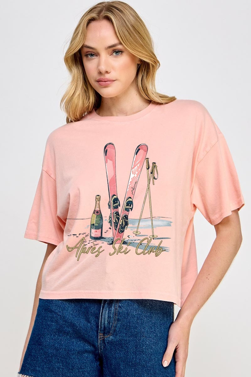 CTS-E3187 Apres Ski Club Graphic Relaxed Crop Top $11