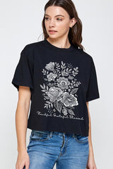 CTS-E3155 Neutral Thanksgiving Graphic Relaxed Crop Top $11