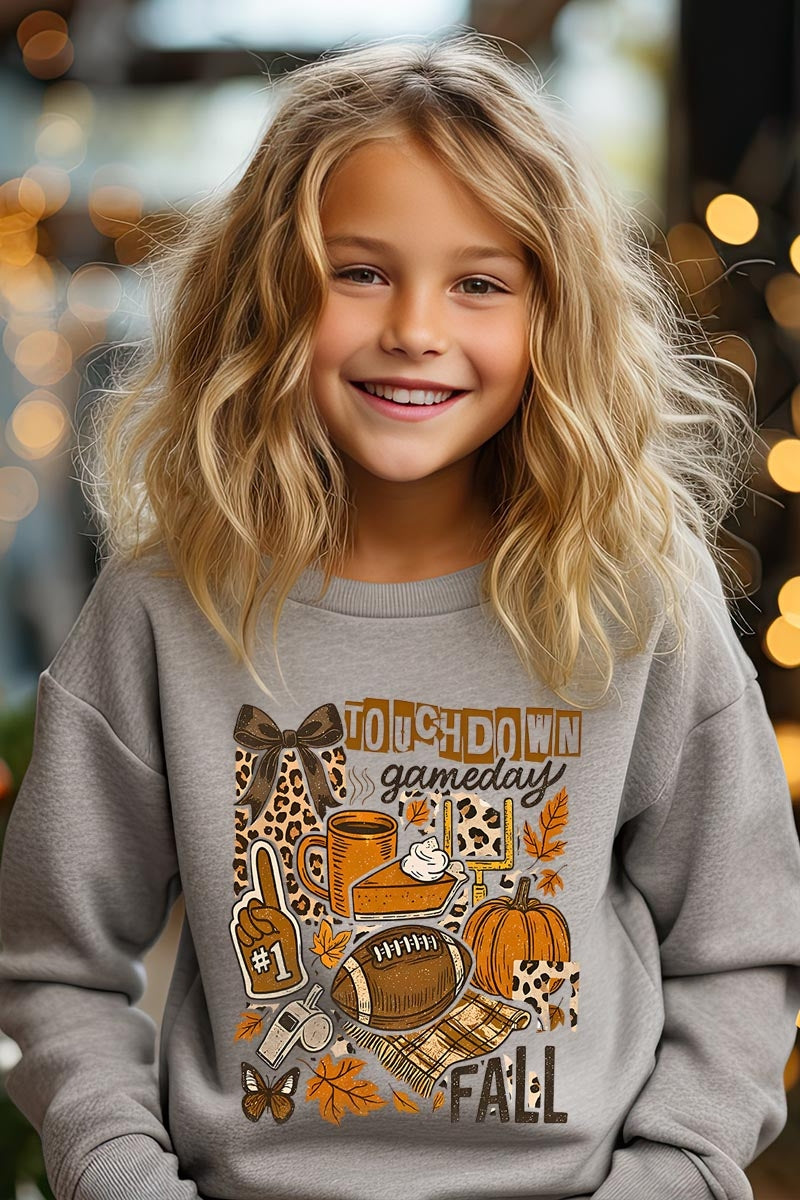 UL180B-E3134Z Fall Football Collage Kids Graphic Sweatshirt $20