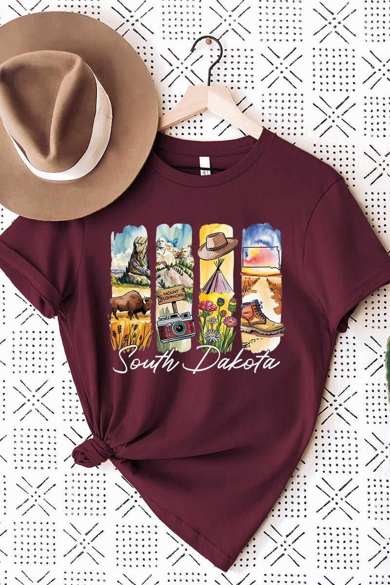 US3001-E3061SD South Dakota State Brushstroke Graphic Tee $12.5