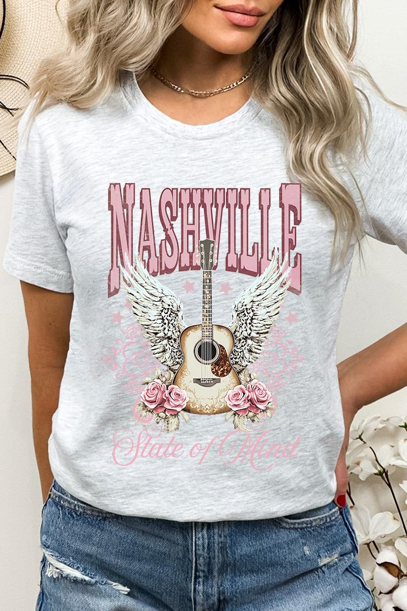 US3001-E3157 Nashville Rose Graphic Tee $12.5