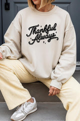 UL180P-E3168 Thankful Always Graphic Plus Sweatshirt $25
