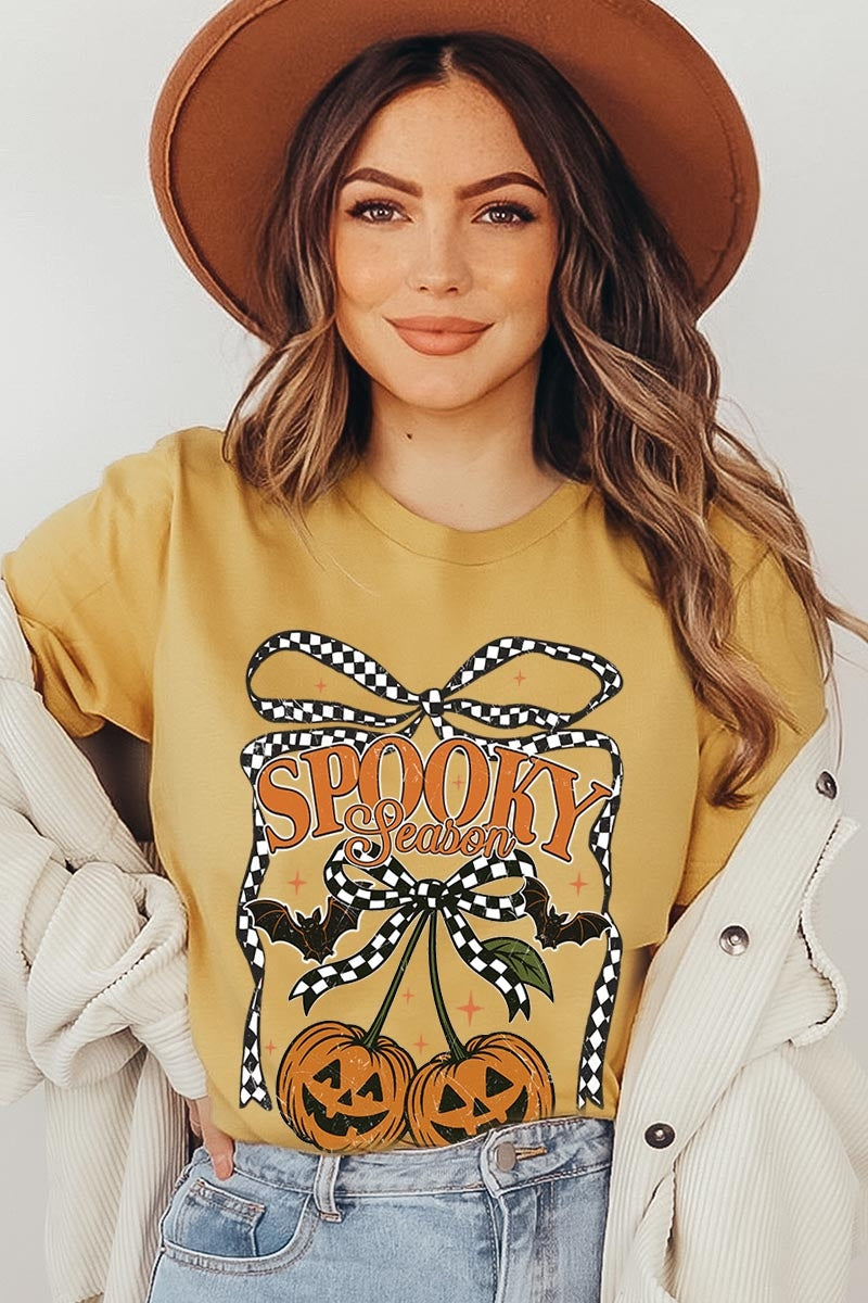 US3001-E3085 Pumpkin Cherries Graphic Tee $12.5