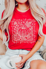 US3001-E3112 Fall Pumpkin Botanical Graphic Tee $12.5