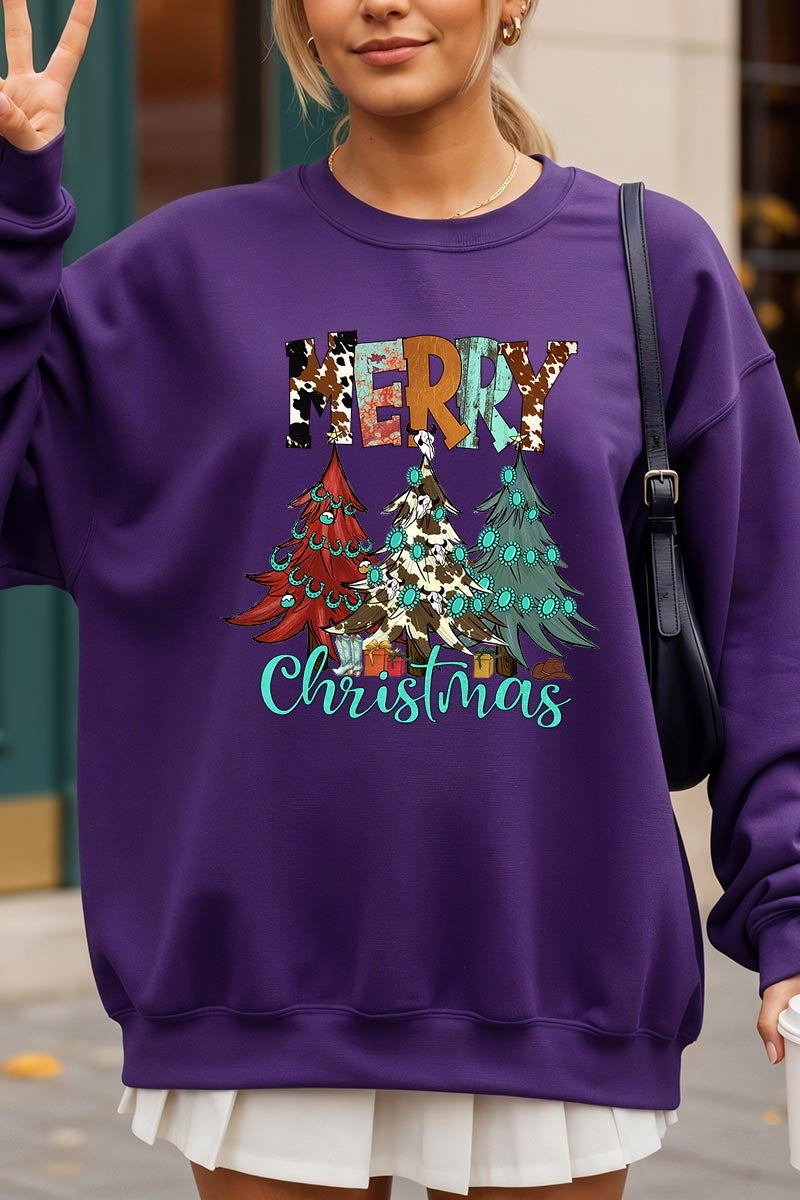 UL180-E3200 Merry Christmas Trees Graphic Sweatshirt $20