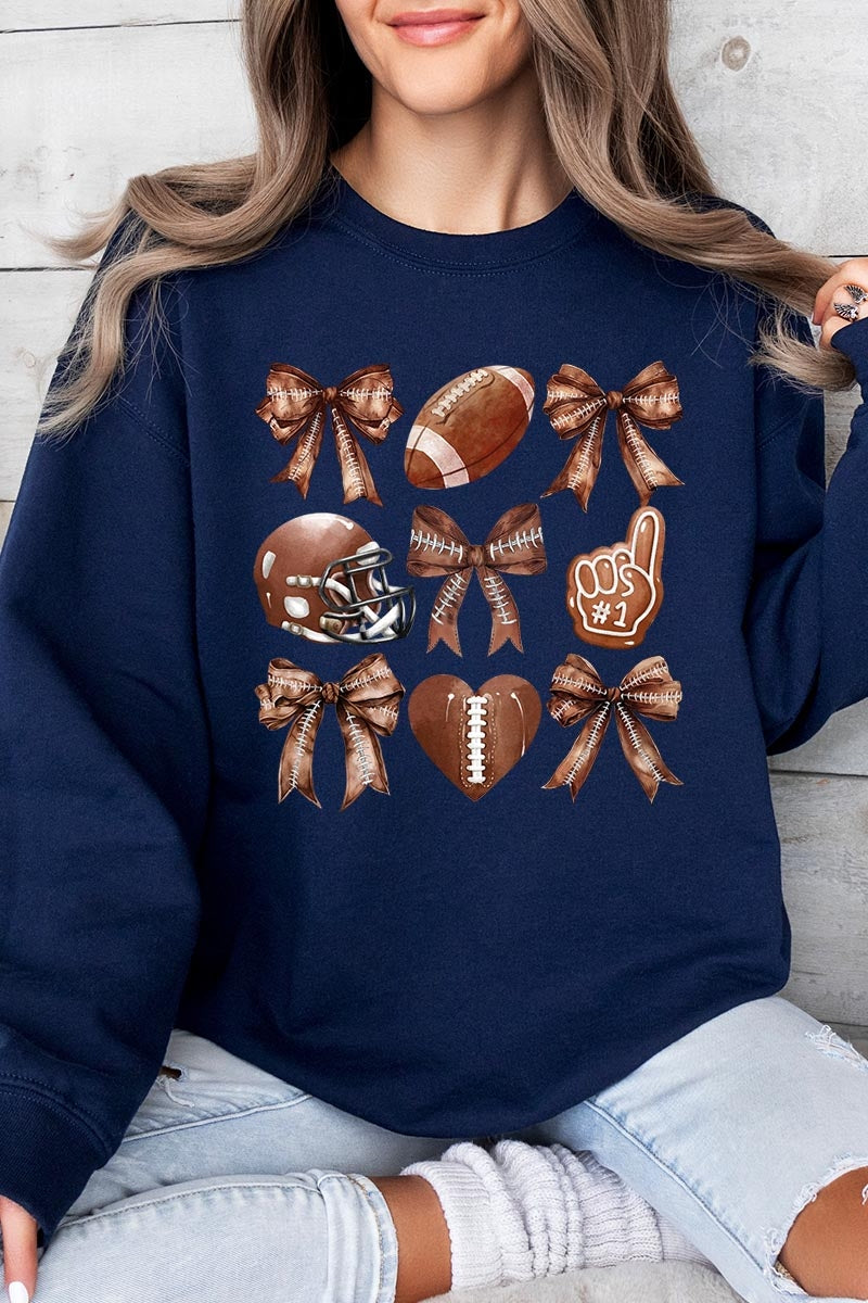 UL180-E3054 Cute Football and Bow Graphic Sweatshirt $20
