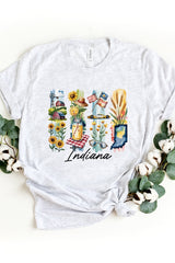 US3001P-E3061IN Indiana State Brushstroke Graphic Plus Tee $16