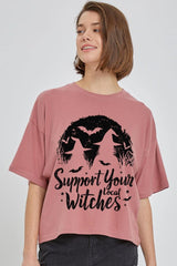 CTS-E3161 Local Witches Halloween Graphic Relaxed Crop Top $11