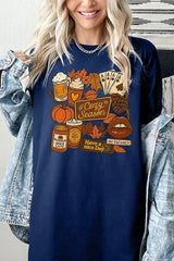 5000P-E3119 Retro Fall Collage Graphic Plus Heavy Cotton Tee $12.75