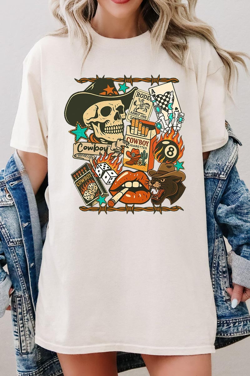 5000P-E3096 Vintage Western Collage Plus Heavy Cotton Tee $12.75
