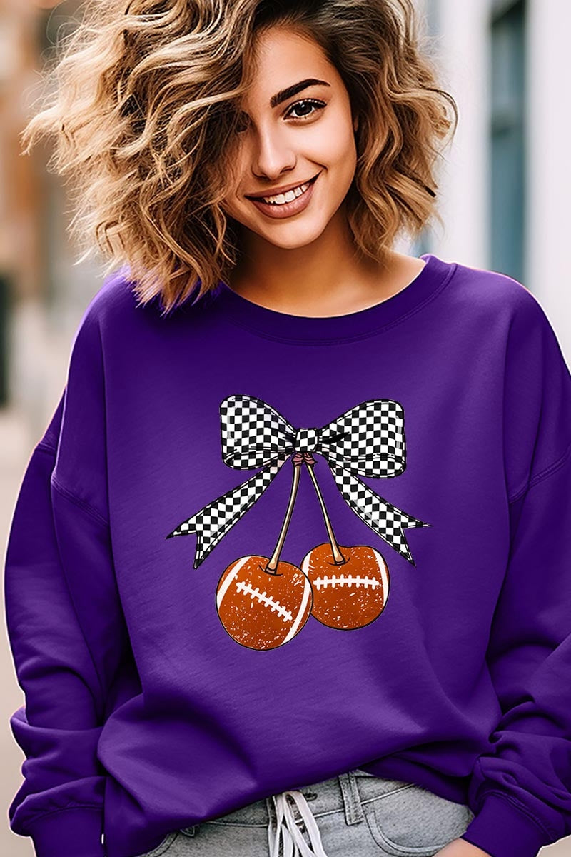 UL180P-E3055 Football Cherries Graphic Plus Sweatshirt $25
