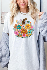 5000P-E3118 Floral Pumpkin Graphic Plus Heavy Cotton Tee $12.75