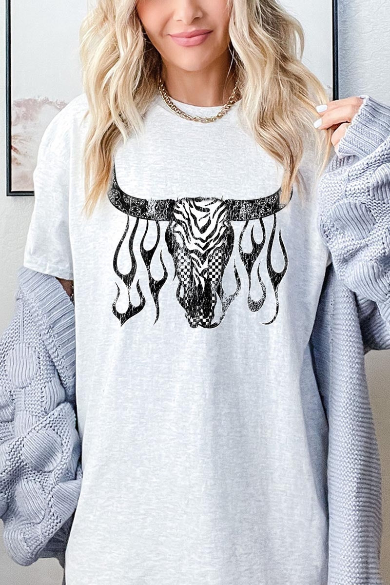 5000P-E3176 Western Bullskull Graphic Plus Heavy Cotton Tee $12.75