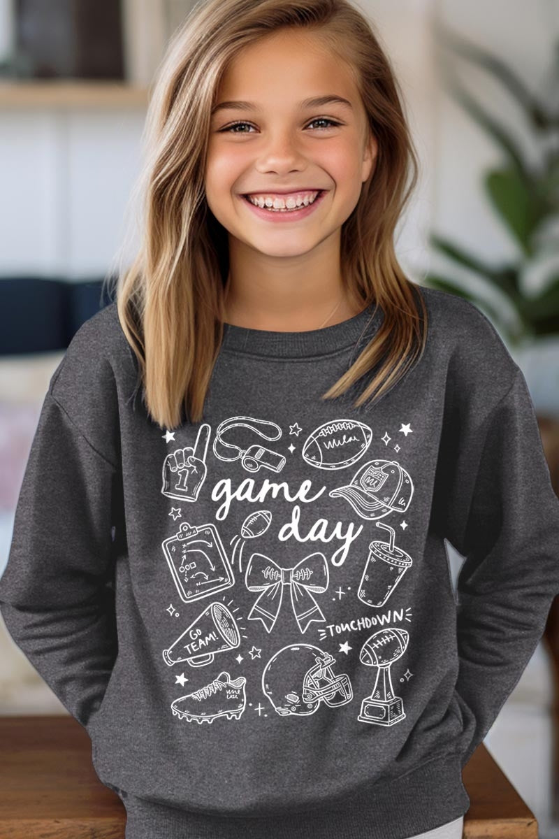 UL180B-E3081Z Football Doodles Kids Graphic Sweatshirt $20