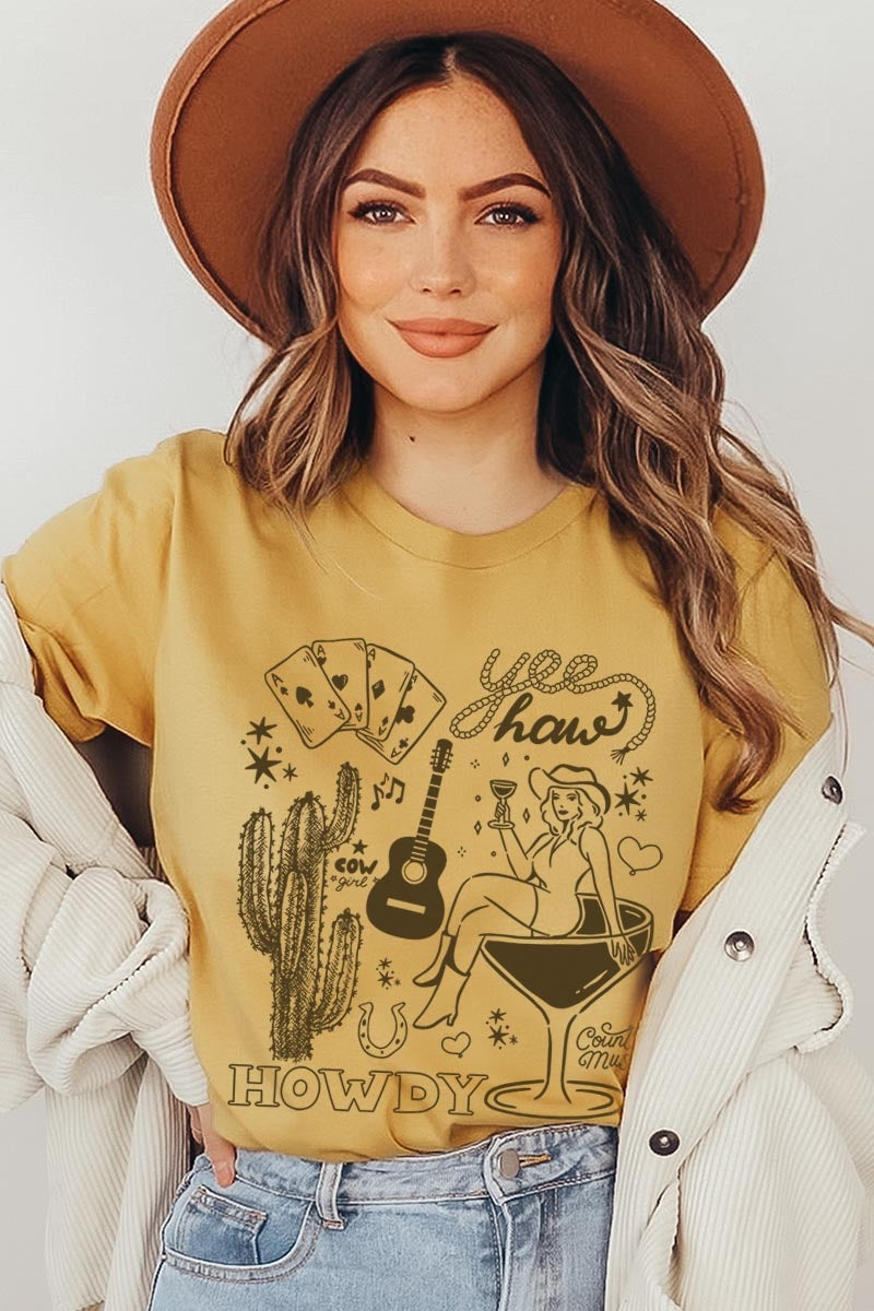 US3001P-E3097 Cowgirl Country Music Graphic Plus Tee $16