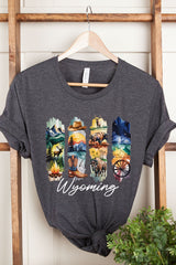 US3001-E3061WY Wyoming State Brushstroke Graphic Tee $12.5