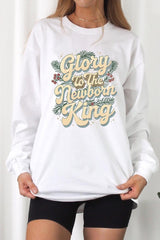 UL240-E3220 Glory to the Newborn King Graphic Long Sleeve Tee $13.75