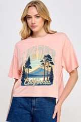 CTS-E3059 Lake Tahoe Graphic Relaxed Crop Top $10.5