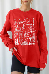 UL240-E3188 Ski Doodle Graphic Long Sleeve Tee $13.75