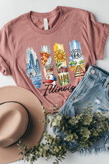 US3001-E3061IL Illinois State Brushstroke Graphic Tee $12.5