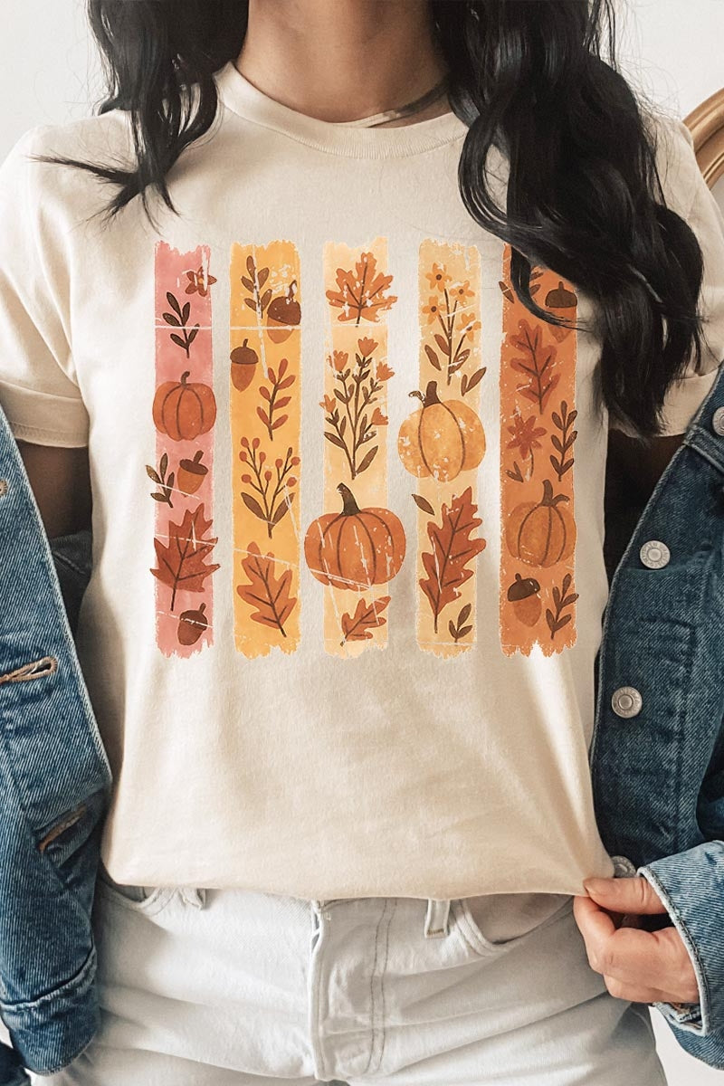 US3001-E3110 Brushstroke Boho Fall Graphic Tee $12.5