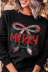 UL180-E3197 Merry Christmas Bow Graphic Sweatshirt $20