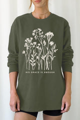 UL240-E3146 Christian Wildflower Graphic Long Sleeve Tee $13.75