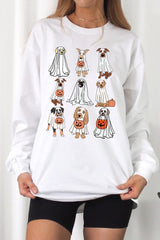 UL240P-E3106 Halloween Ghost Dog Graphic Plus Long Sleeve Tee $17