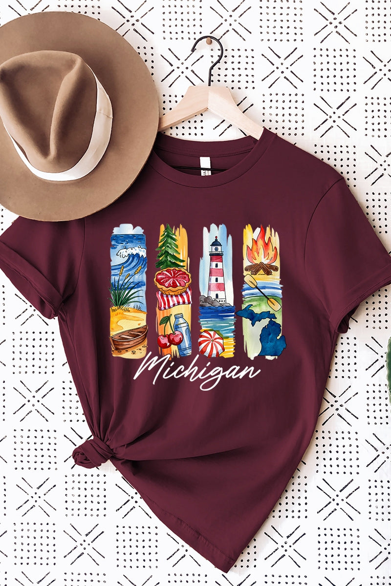 US3001P-E3061MI Michigan State Brushstroke Graphic Plus Tee $16