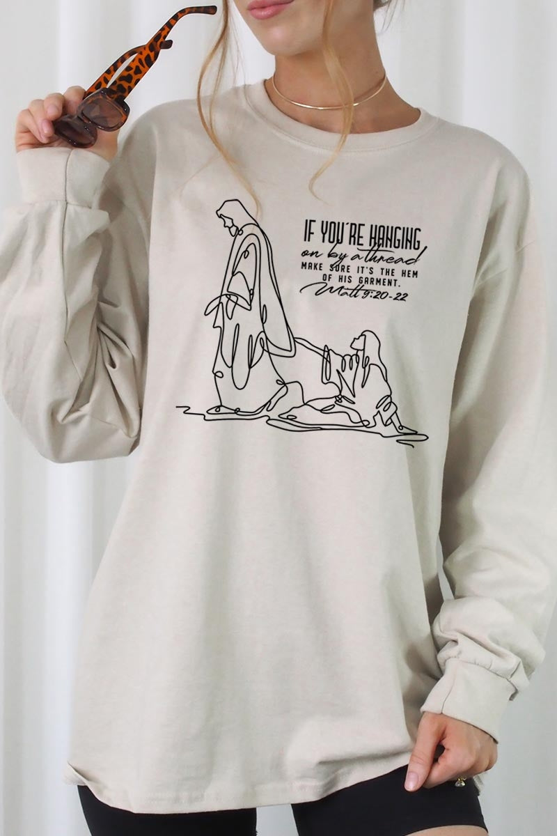 UL240P-E3075 If Youu2019re Hanging On Graphic Plus Long Sleeve Tee $17