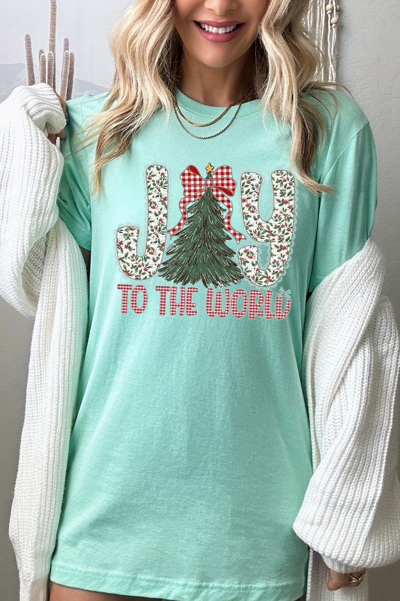 US3001-E3213 Joy to the World Graphic Tee $12.5