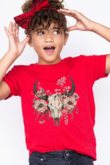 US3001Y-E3113Z Western Skull Floral Kids Graphic Tee $11