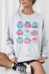 UL240-E3137 Coquette Pumpkin Graphic Long Sleeve Tee $13.75